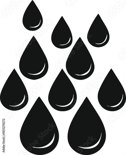 set of black and white drops
