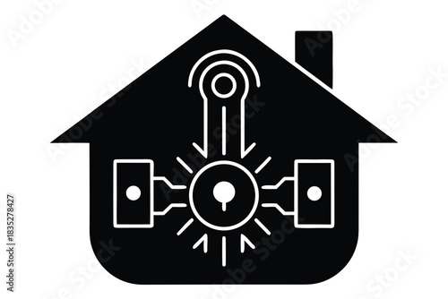 ai powered thermostat vector icon silhouette illus