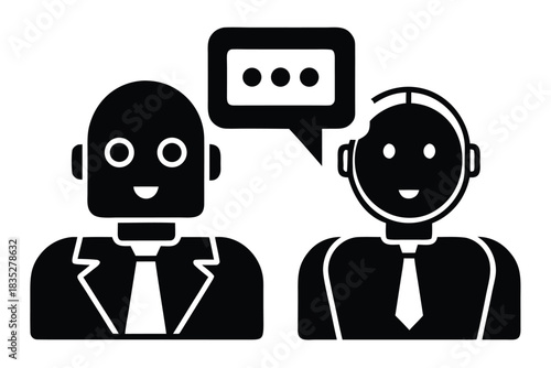 ai chatbot conversation vector icon silhouette ill