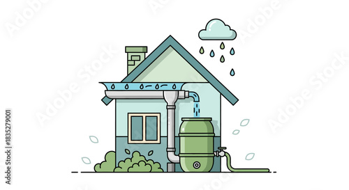 Whimsical house with rainwater harvesting system for sustainable living design