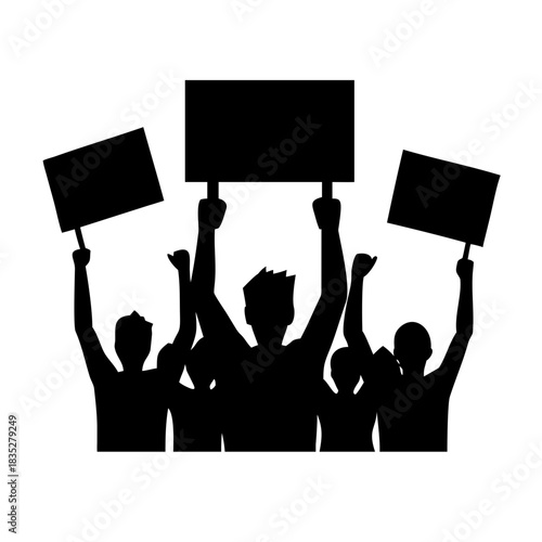 People protesting with blank signs, demonstration vector graphic
