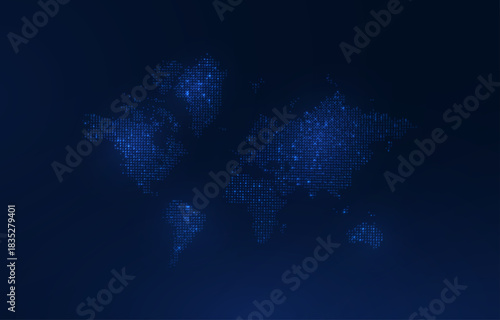 Worldwide network links visualized through a point and line world map. Modern concept of global business communication. Vector illustration.