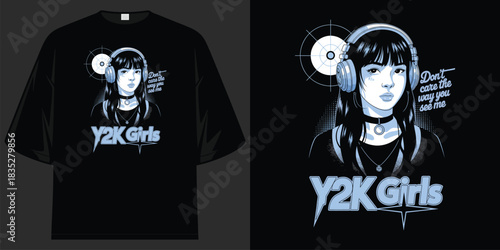 y2k girls anime pop art graphic tee shirt design illustration retro streetwear aesthetic vector artwork t shirt design vector illustration artwork