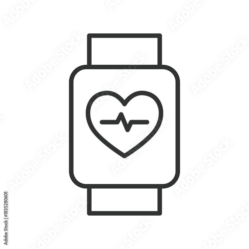 Health app, icon in line design. health app, digital healthcare, smartwatch on white background vector. Health app editable stroke icon
