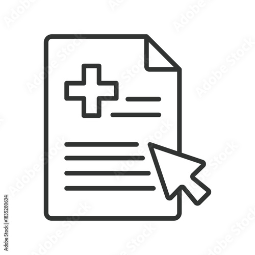 Digital medical form, icon in line design. digital medical form, digital healthcare, document on white background vector. Digital medical form editable stroke icon