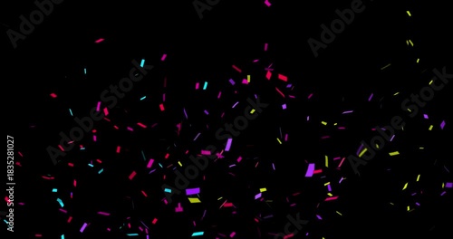 Colorful confetti falling in the form of thin strips realistic 4K animation. Background for birthday, new year, winning competitions, celebrating