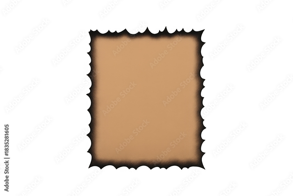 Obraz premium Burnt paper frame creating a vintage border with textured aged tan background, transparent for graphic design
