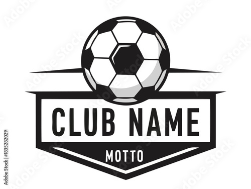 Football Team Logo Design: Black and White Vector with Ball