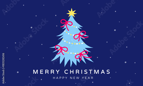 cute Xmas Christmas and New Year greetings tree card Holidays  elements illustration.
