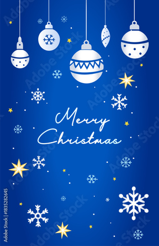 Winter christmas banner composition christmas ball  winter social media stories template card