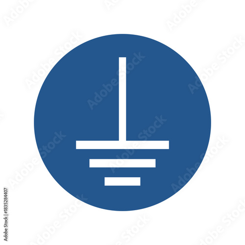 ISO 7010 M005 Earth Terminal Connection Symbol. Electrical Ground Connection Sign. Safety Pictogram Earth Terminal. Connect to Ground Safety Sign. Mandatory Grounding Symbol. 