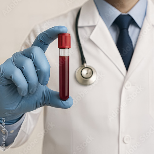 Doctor holding a blood sample test tube AI generated