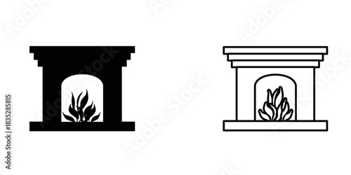 Fireplaces set icon isolated on white background.
