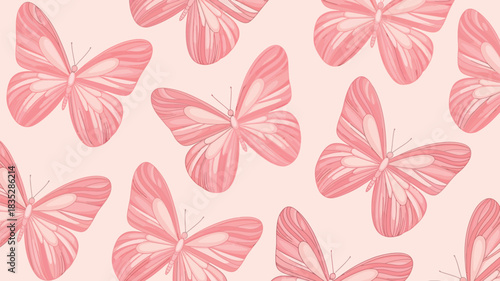 Romantic pink butterflies in a seamless pattern for backgrounds, textiles, and designs that need a touch of dreamy elegance and spring beauty