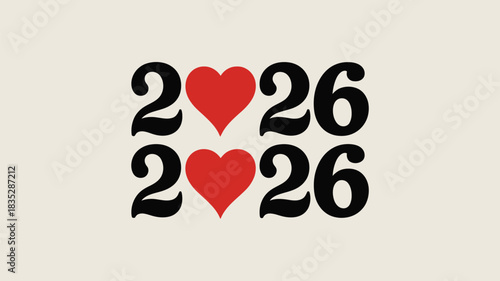 Show your love in 2026 with this cute graphic, perfect for social media or invitations, celebrate with heart and style in the new year