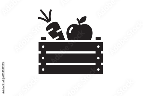 Farm Fresh Produce Crate Icon - Healthy Food and Organic Market