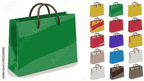 Stylish array of shopping bags for retail promotions and sustainable packaging designs, perfect for branding, fashion marketing, and eco-conscious consumers