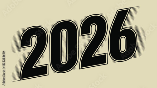 Bold 2026 graphic for future events or designs, perfect for invitations, posters, or advertisements with a forward-looking, optimistic feel