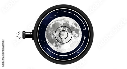 Observing the Tranquility: A Telescope's Gaze at a Lunar Scene Amidst the Cosmic Stars