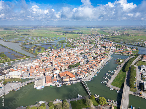 Fototapeta Naklejka Na Ścianę i Meble -  Marano city aerial view, friuli venezia giulia, italy