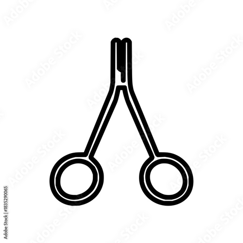 Vector illustration of surgical clamp hemostat forceps for medical procedure and healthcare equipment use