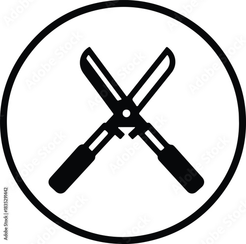 Silhouette gardening shears tool icon in a circle vector Illustrator
