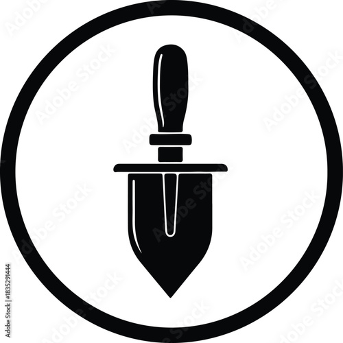 Silhouette gardening trowel tool simple icon inside circle vector Illustrator
