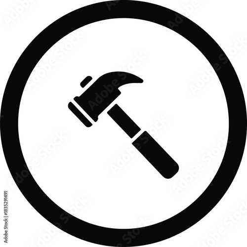 Silhouette hammer tool icon repair construction work vector Illustrator