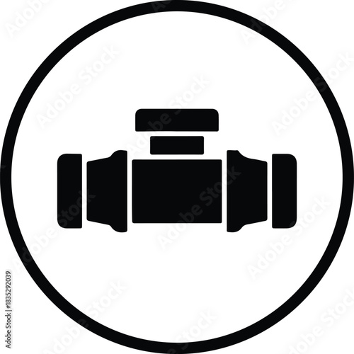 Silhouette pipe fitting icon plumbing component in circle vector Illustrator