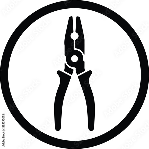 Silhouette pliers tool in circle for repair service vector Illustrator