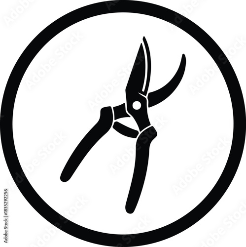 Silhouette pruning shears tool within circle vector Illustrator