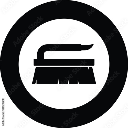 Silhouette scrub brush in circle housekeeping cleaning vector Illustrator