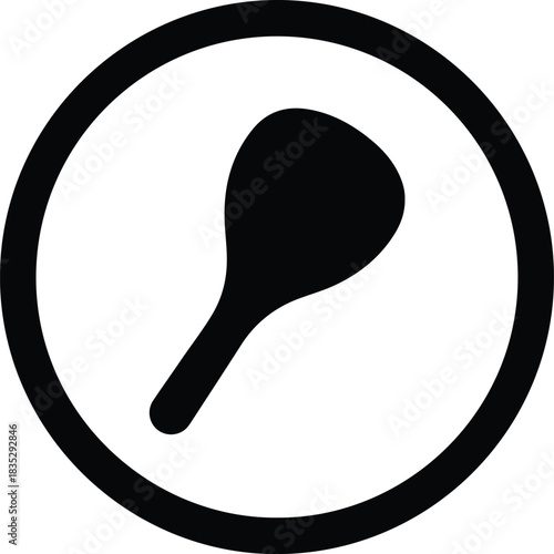 Silhouette spoon simple cooking utensil inside circle frame vector Illustrator