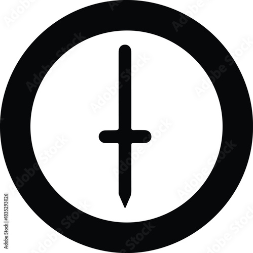 Silhouette sword circle icon simple black and white vector Illustrator