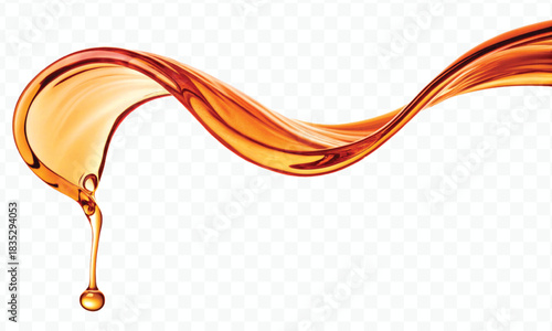 abstract smooth liquid  honey, engine, olive oil and  cooking splashing  in curve style isolated on white background