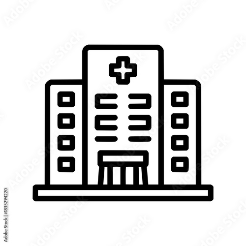 Hospital building icon healthcare facility medical center clinic emergency room outline vector illustration design