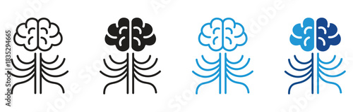 Nervous system line icon set. vector illustration.