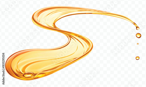 abstract smooth liquid  honey, engine, olive oil and  cooking splashing  in curve style isolated on white background