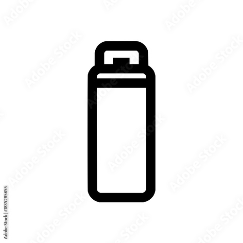 Black line art of insulated water bottle for travel and outdoor activities vector illustration icon design