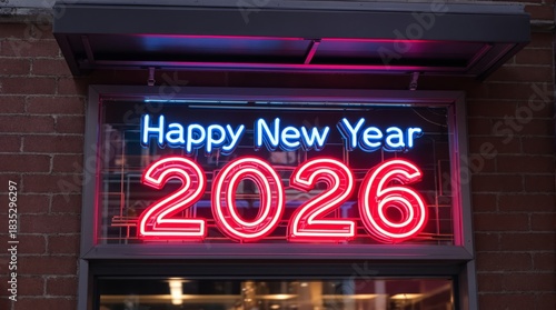 Wallpaper Mural Happy New Year 2026 Neon Sign Torontodigital.ca