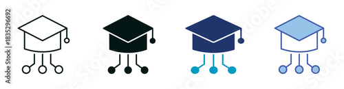 Smart Education Icon Set Consisting of Multiple Styles Vector Illustration