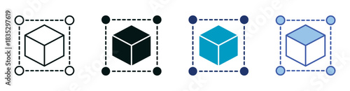 Blockchain Icon Set Consisting of Multiple Styles Vector Illustration
