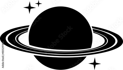 Planet and Saturn icon of space ringed planet symbols, astronomy galaxy elements, flat style, line style gradient vector illustration isolated on transparent background