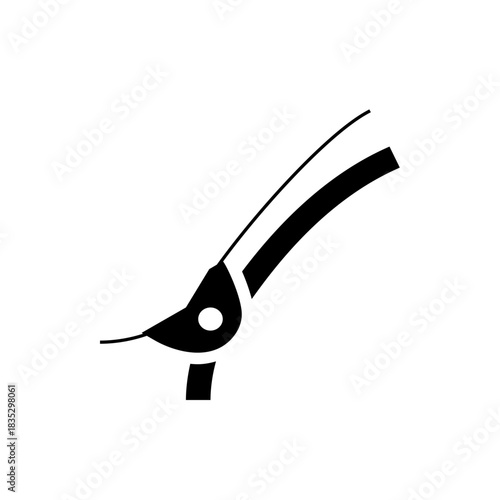 Illustration of a suspender clip with two straps connected to a fastener and a vertical strap below