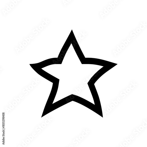A simple black outline of a five pointed star with slightly curved edges on a white background is shown