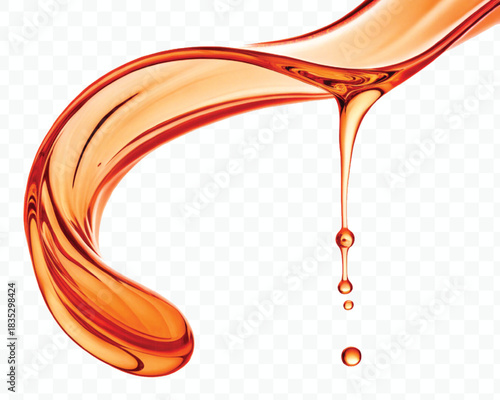 abstract smooth liquid  honey, engine, olive oil and  cooking splashing  in curve style isolated on white background