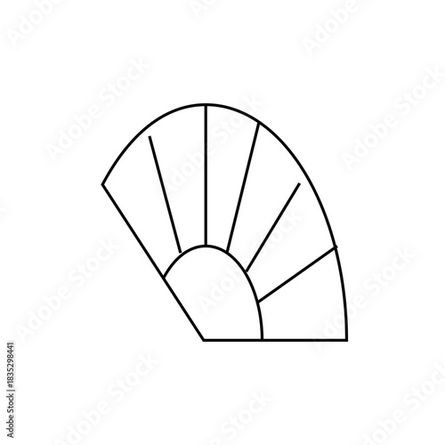 Illustration of a quarter circle divided into sections by lines radiating from the center point design