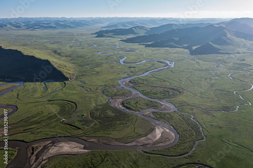 Aerial view of Manzetang Qianwan Wetland in Aba County, Aba Prefecture, Sichuan Province, China