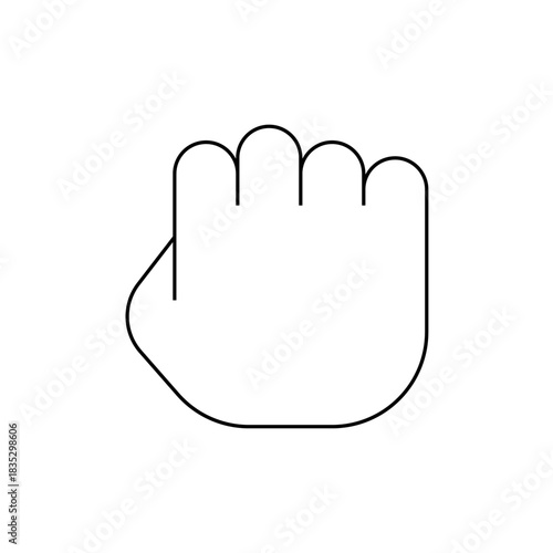 Illustration of a clenched fist with rounded fingers and a simple outline on a white background