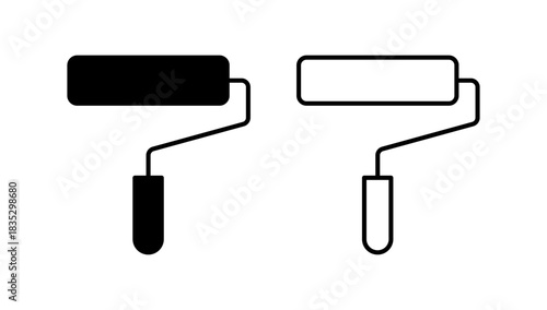 Paint roller icon in two variations, representing painting tasks, home renovation, and surface preparation